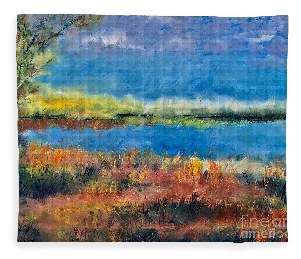 Grass Fleece Blanket featuring the painting Tall Grass by Alan Metzger