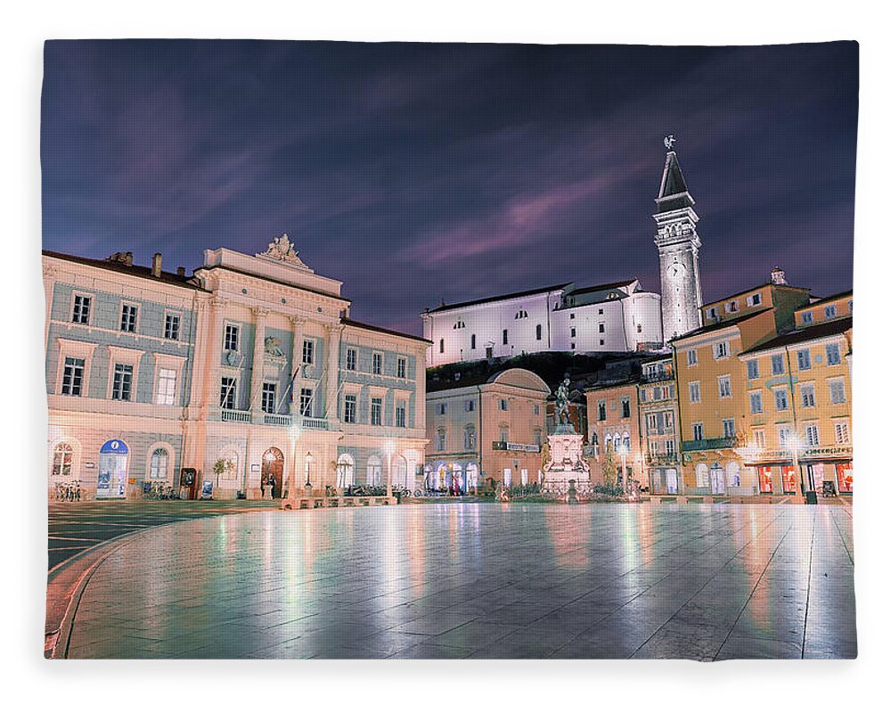 Europe Fleece Blanket featuring the photograph Tartini Square by Elias Pentikis