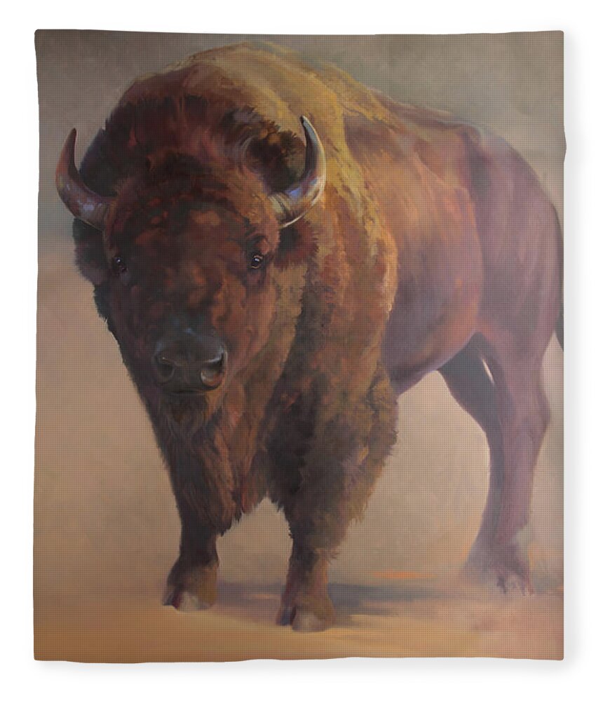 Nature Fleece Blanket featuring the painting Tatanka by Carolyne Hawley