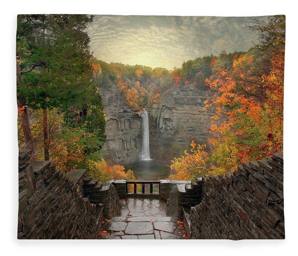 Nature Fleece Blanket featuring the photograph Taughannock Lights by Jessica Jenney