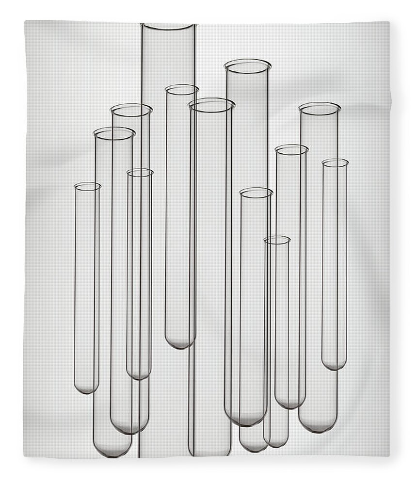 White Background Fleece Blanket featuring the photograph Test Tubes by Paul Taylor