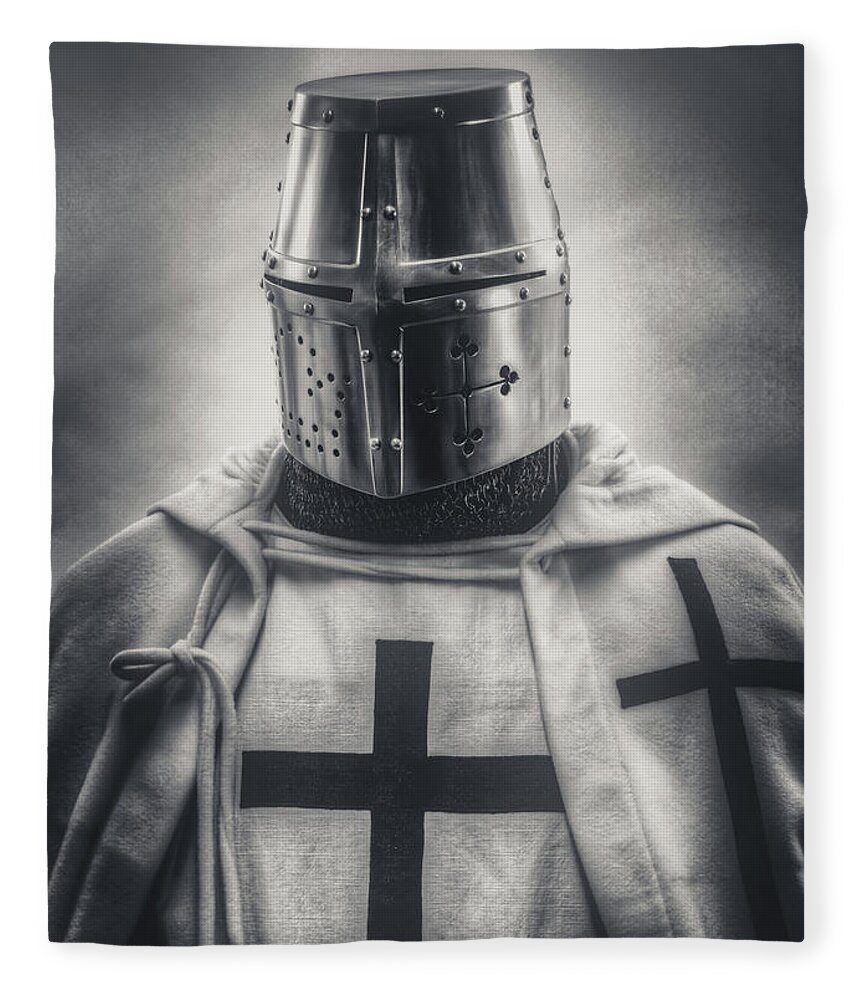 Teutonic Knight black and white Fleece Blanket by Hans Zimmer - Pixels