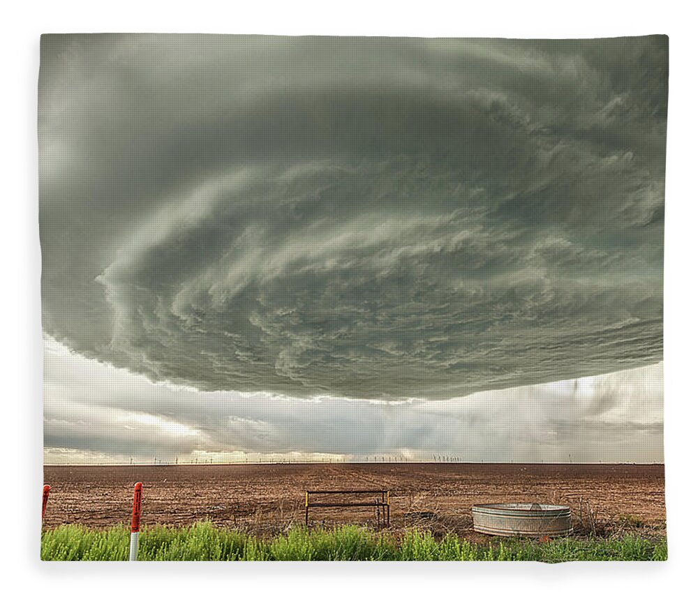 Sky Fleece Blanket featuring the photograph Texas Panhandle Wall Cloud by Scott Cordell