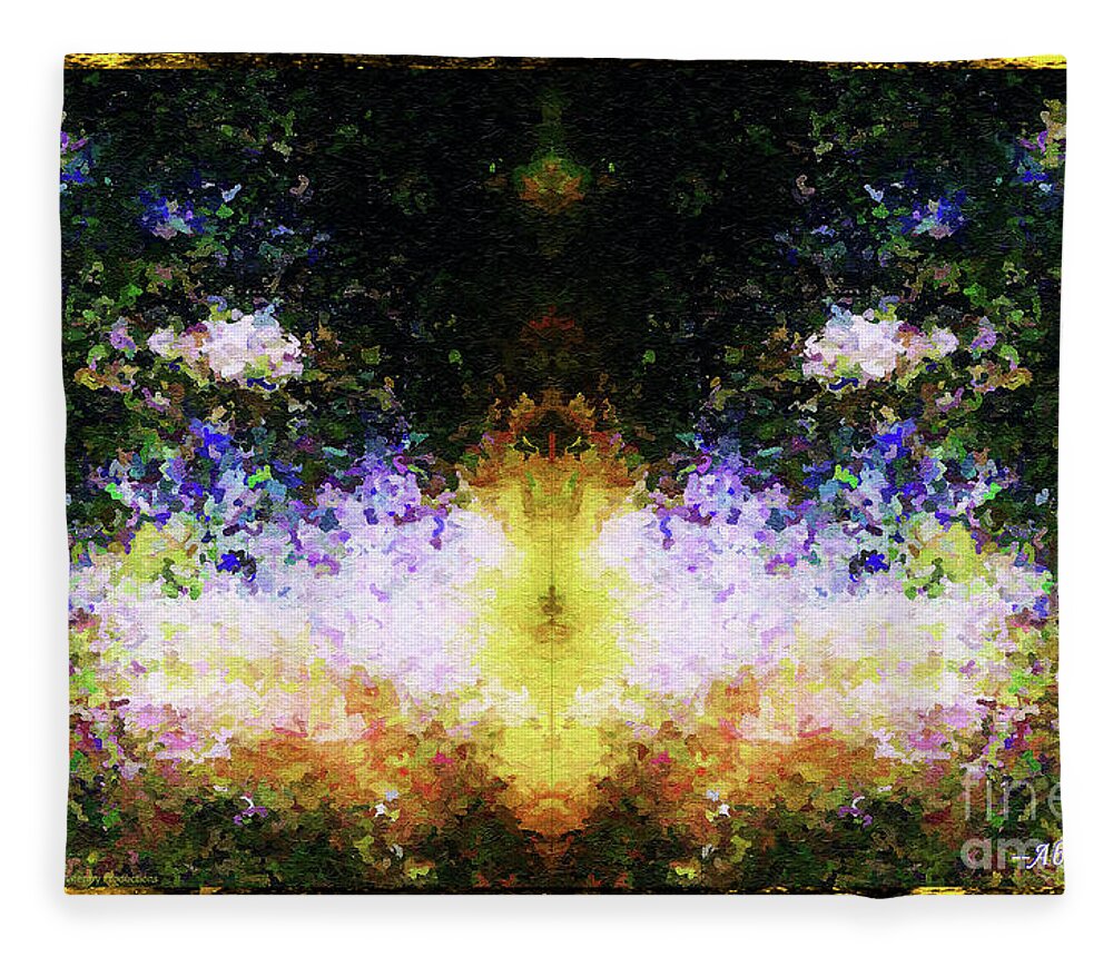 Chromatic Poetics Fleece Blanket featuring the painting That Time We Woke Up Laughing in Claude Monet's Garden by Aberjhani