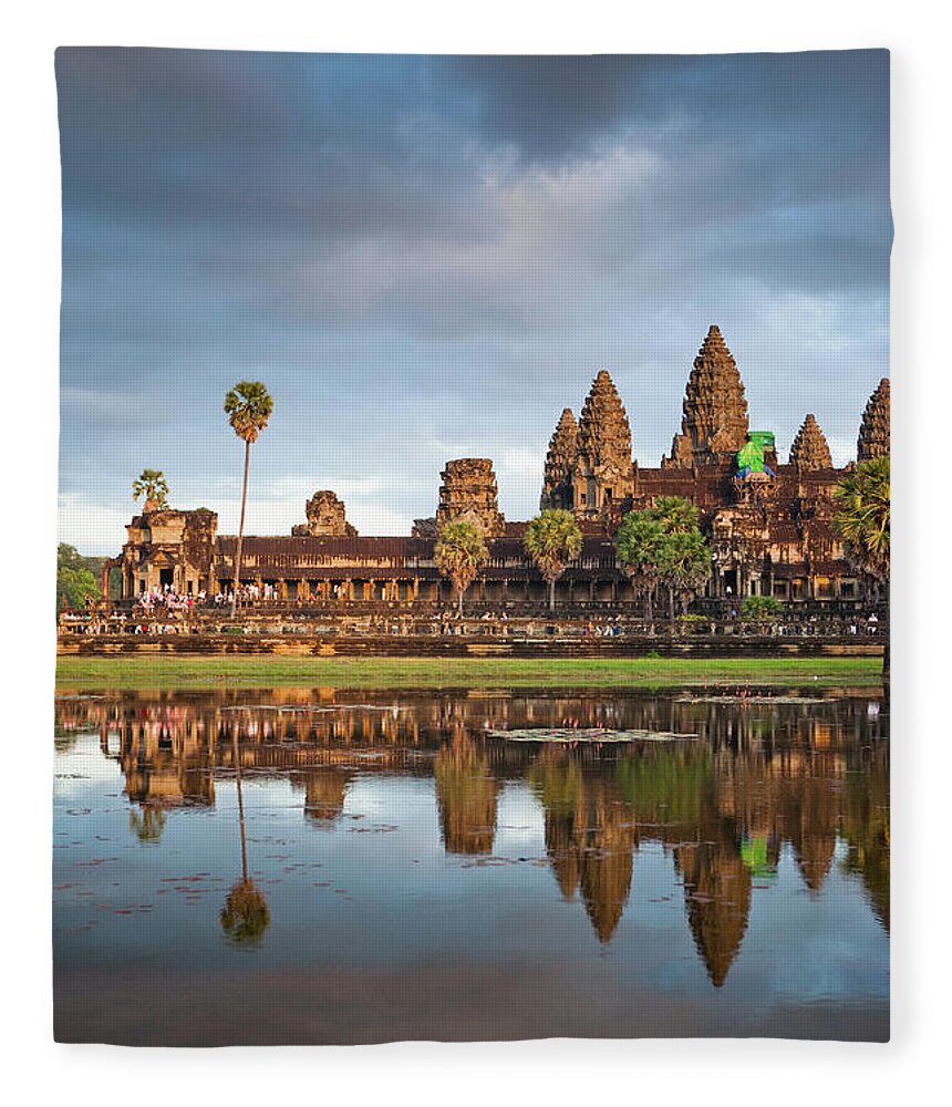 Tranquility Fleece Blanket featuring the photograph The Angkor Wat Temple At Sunset by Matthew Micah Wright
