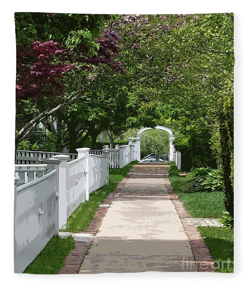 Picket-fence Fleece Blanket featuring the digital art The Arbor by Kirt Tisdale