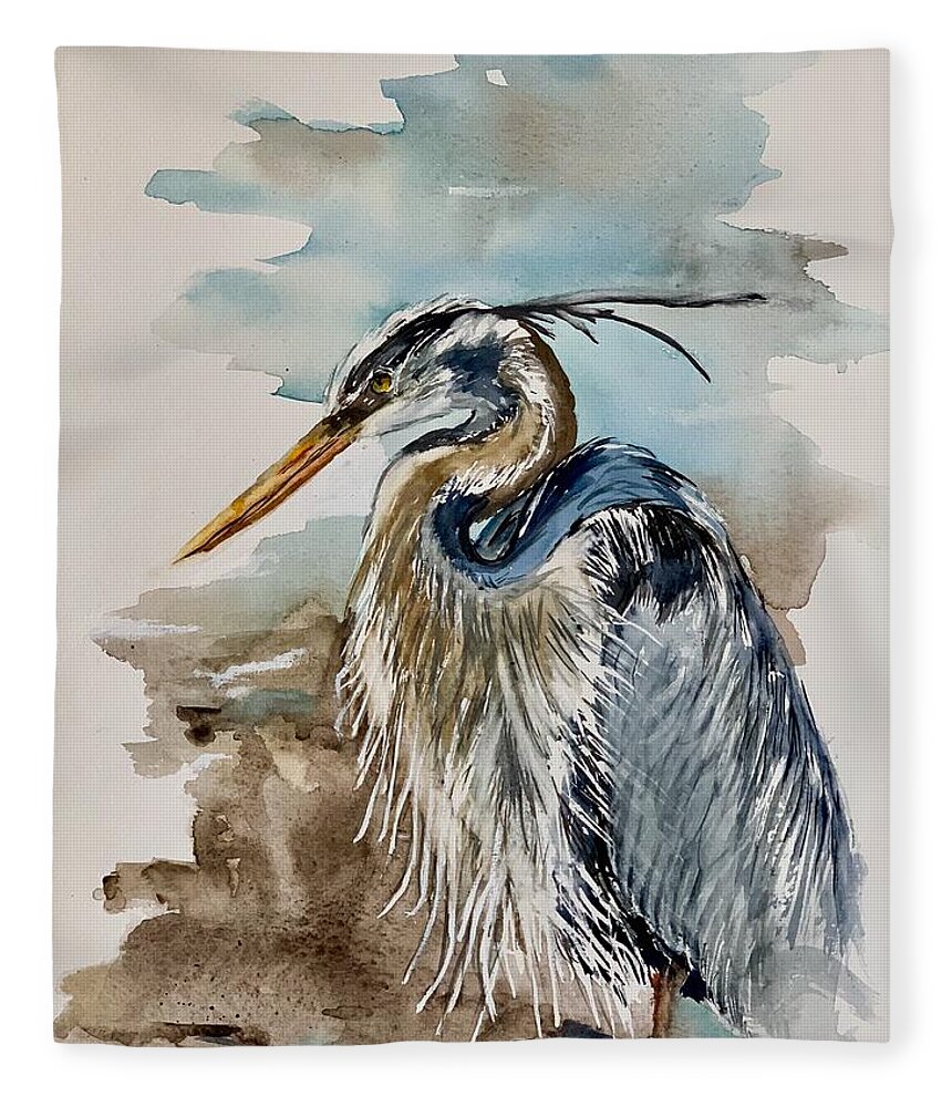  Fleece Blanket featuring the painting The bird by Diane Ziemski