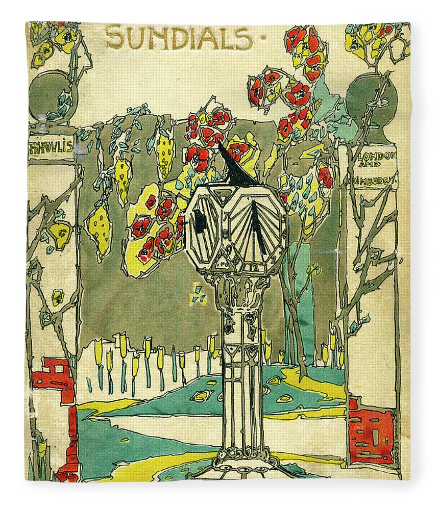 Book Cover Fleece Blanket featuring the mixed media Cover design for The Book of Old Sundials by Jessie M King