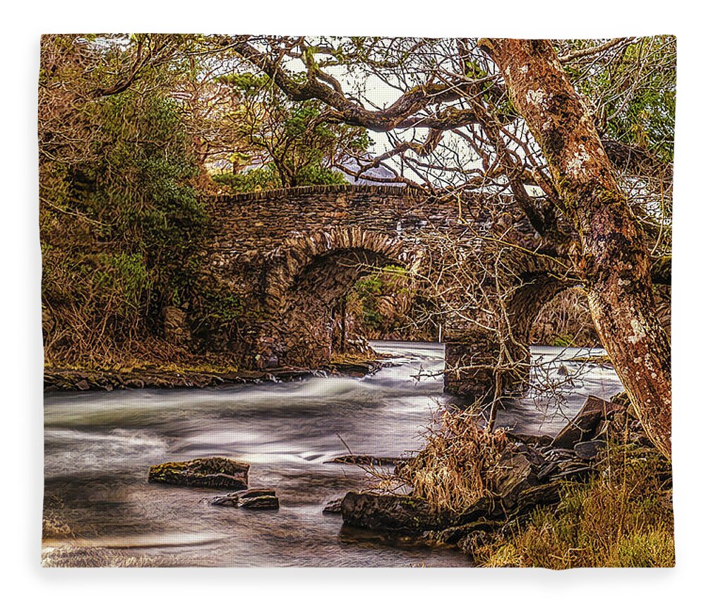 Ireland Fleece Blanket featuring the photograph The Bridge by Arthur Oleary