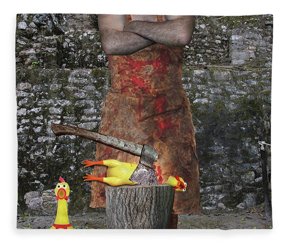 Executioner Fleece Blanket featuring the photograph The Case of a Nearsighted Butcher by Aleksander Rotner
