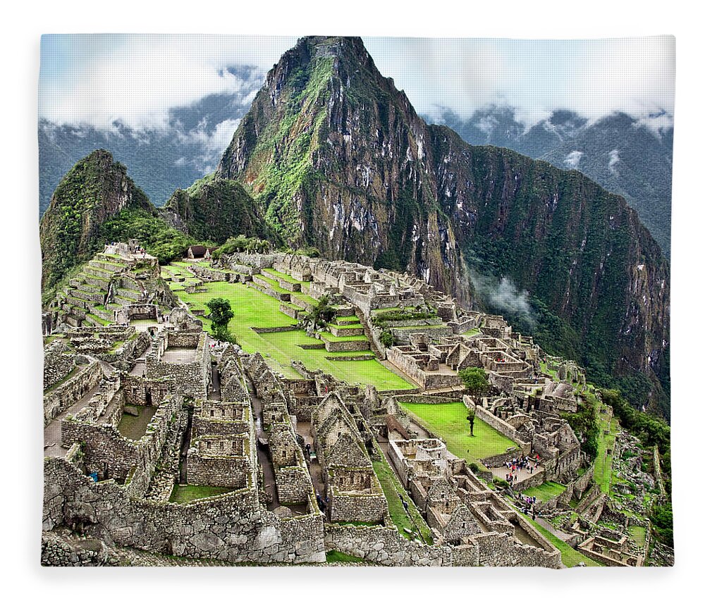 Machu Picchu Fleece Blanket featuring the photograph The Classic Shot Of Machu Picchu by Nicolamargaret