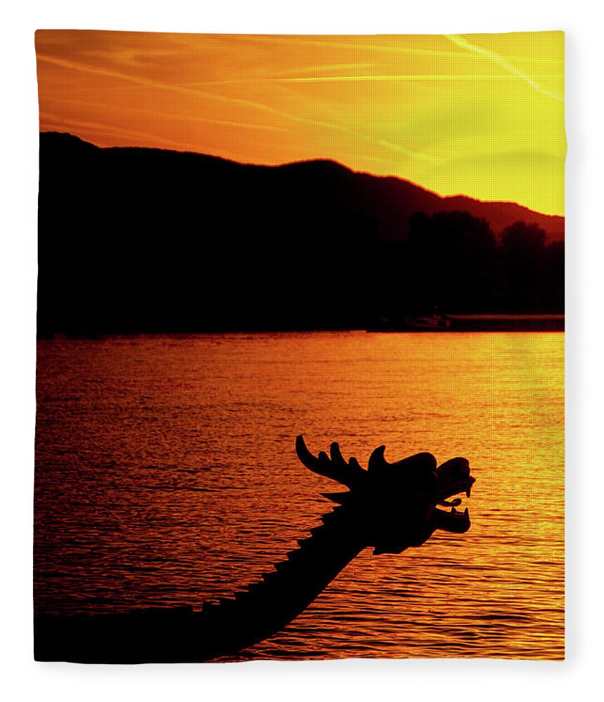 Dragon Fleece Blanket featuring the photograph The Dragon of the Danube by Tito Slack