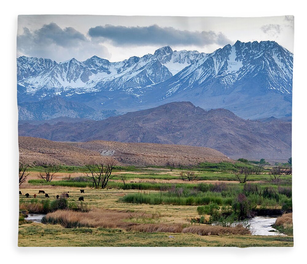 Scenics Fleece Blanket featuring the photograph The Eastern Sierra Nevada Mountains by Rachid Dahnoun