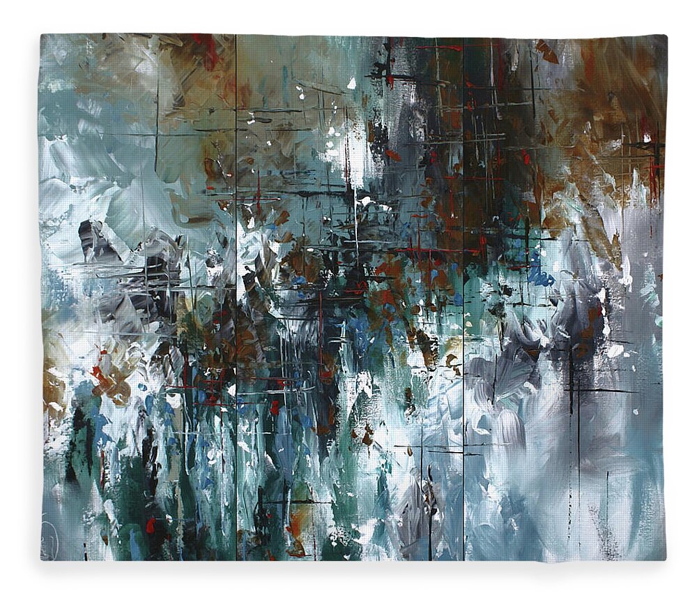 Abstract Fleece Blanket featuring the painting The Eternal Gate by Michael Lang