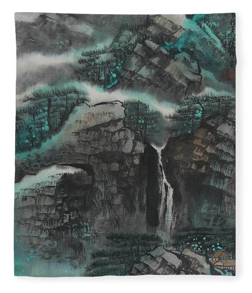 Chinese Watercolor Fleece Blanket featuring the painting The Four Seasons Version 1 - Spring by Jenny Sanders