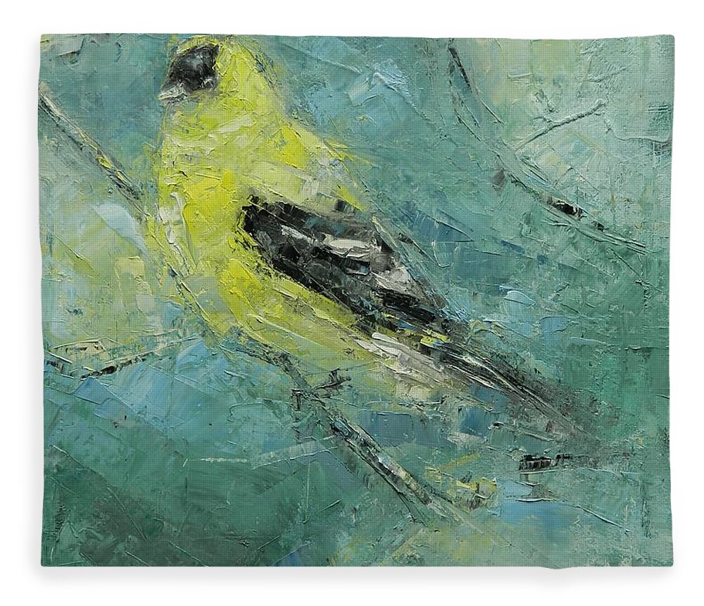 Goldfinch Fleece Blanket featuring the painting The Goldfinch by Dan Campbell