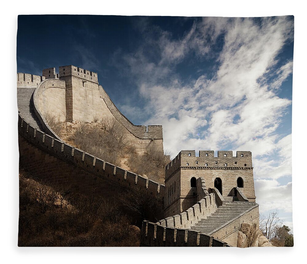 Tranquility Fleece Blanket featuring the photograph The Great Wall, Badaling, Beijing by Ed Freeman