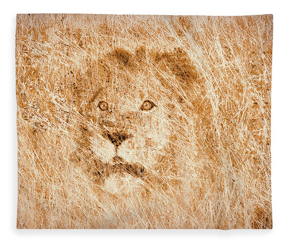 Lion Fleece Blanket featuring the digital art The King by Mark Allen