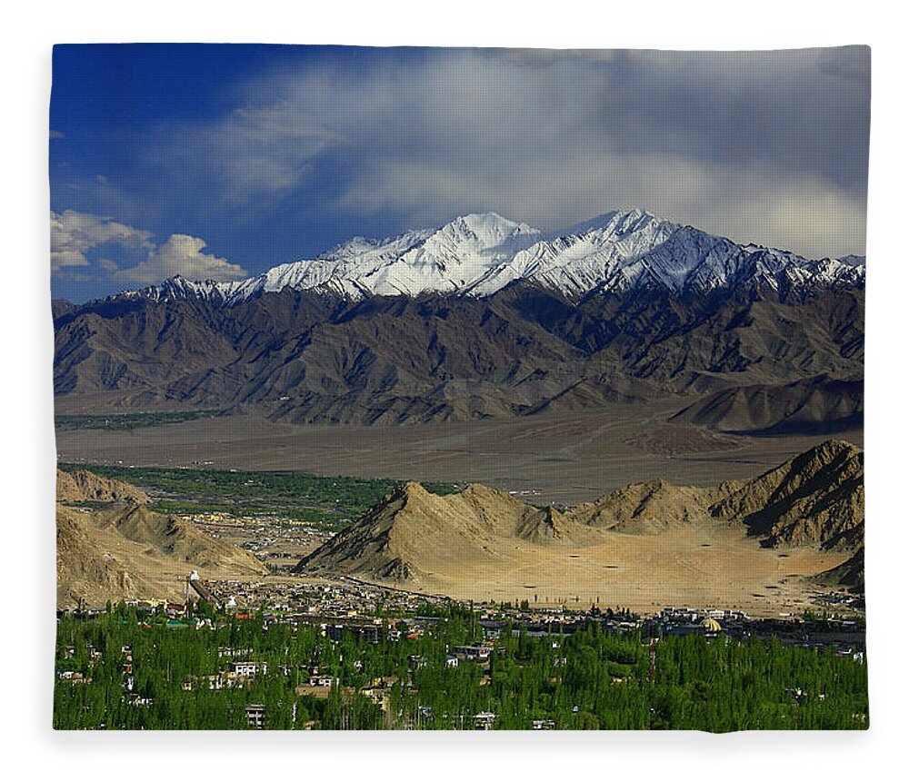 Scenics Fleece Blanket featuring the photograph The Leh City by Photograph By Nilanjan Sasmal