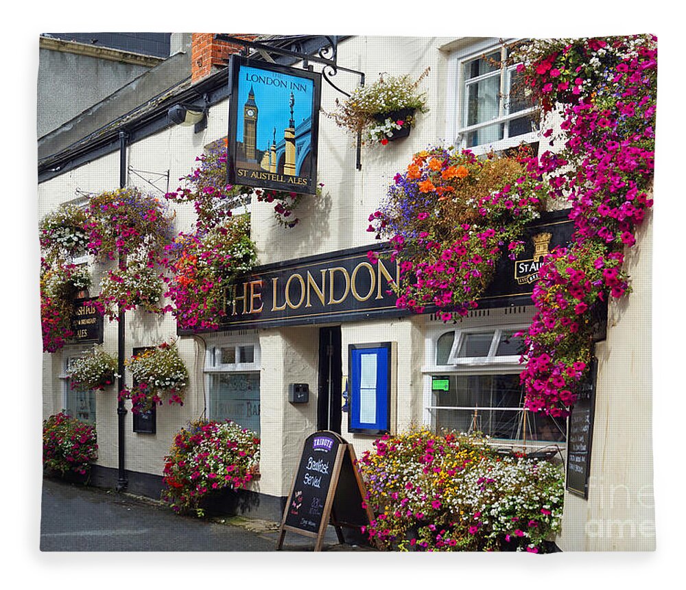 London Inn Fleece Blanket featuring the photograph The London Inn, Padstow, Cornwall, England by David Birchall