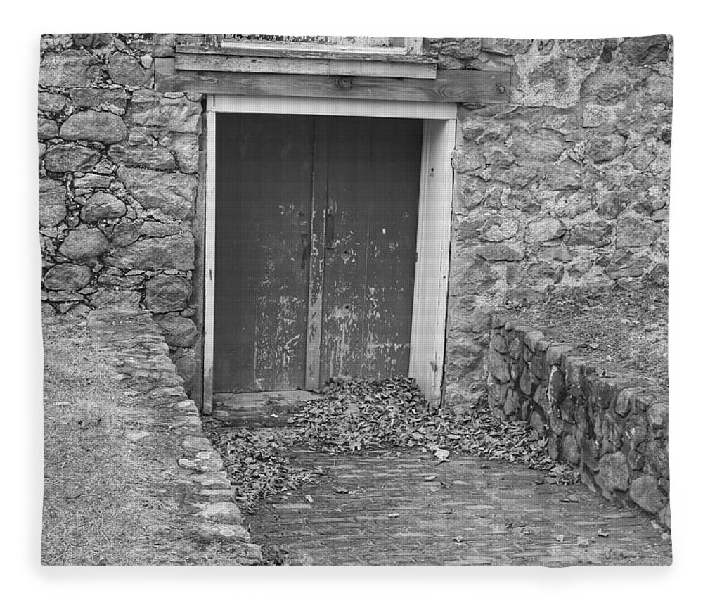 Waterloo Village Fleece Blanket featuring the photograph The Mill Door - Waterloo Village by Christopher Lotito