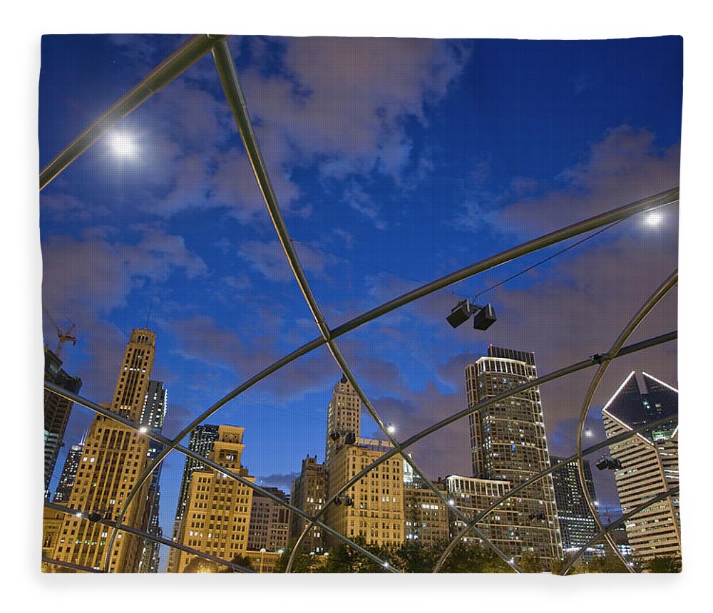 Downtown District Fleece Blanket featuring the photograph The Millenium Park. Jay Pritzker by Maremagnum