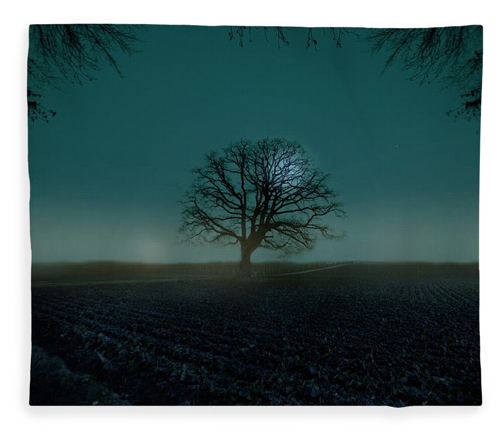 Tranquility Fleece Blanket featuring the photograph The Oaks Moonlight by Noémie Assir Photography