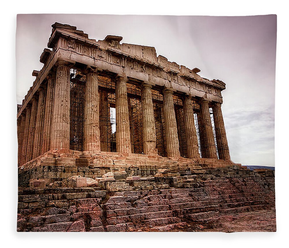 Tranquility Fleece Blanket featuring the photograph The Parthenon, Athens by Christopher Chan