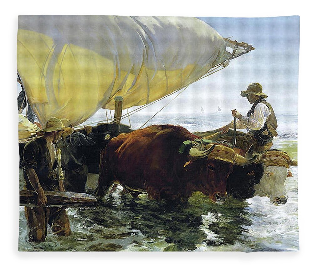 Return From Fishing Of 1905 Fleece Blanket featuring the painting The Return from Fishing of 1905 by Juaquin Sorolla