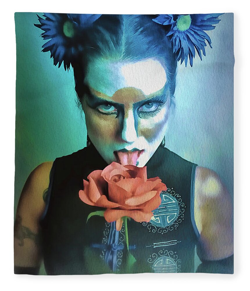 Dark Fleece Blanket featuring the digital art The Rose by Recreating Creation