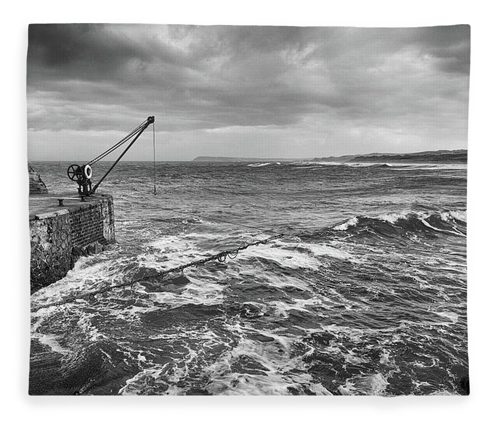 Salmon Fleece Blanket featuring the photograph The Salmon Fisheries, Portrush by Nigel R Bell