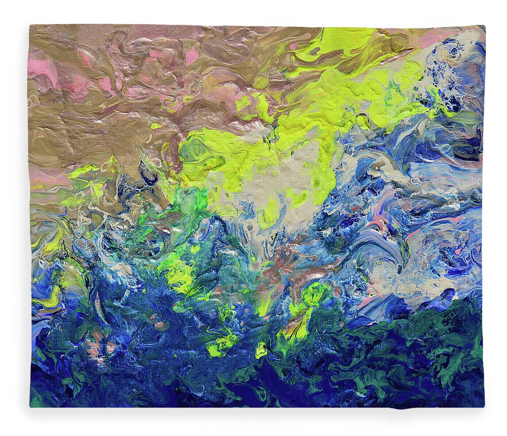 Ocean Abstract Fleece Blanket featuring the painting The Sea Once Tranquil by Donna Blackhall
