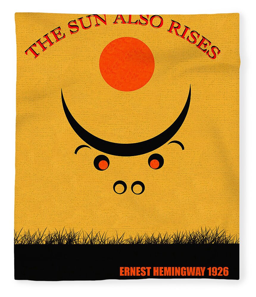 The Sun Also Rises Fleece Blanket featuring the digital art The sun also rises book cover minimalsim art by David Lee Thompson