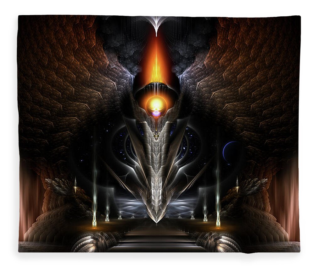 Torch Of Arcron Fleece Blanket featuring the digital art The Torch Of Arcron Fractal Art by Rolando Burbon