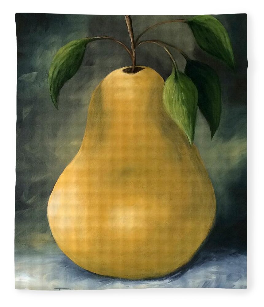 Pear Fleece Blanket featuring the painting The Treasured Pear by Torrie Smiley