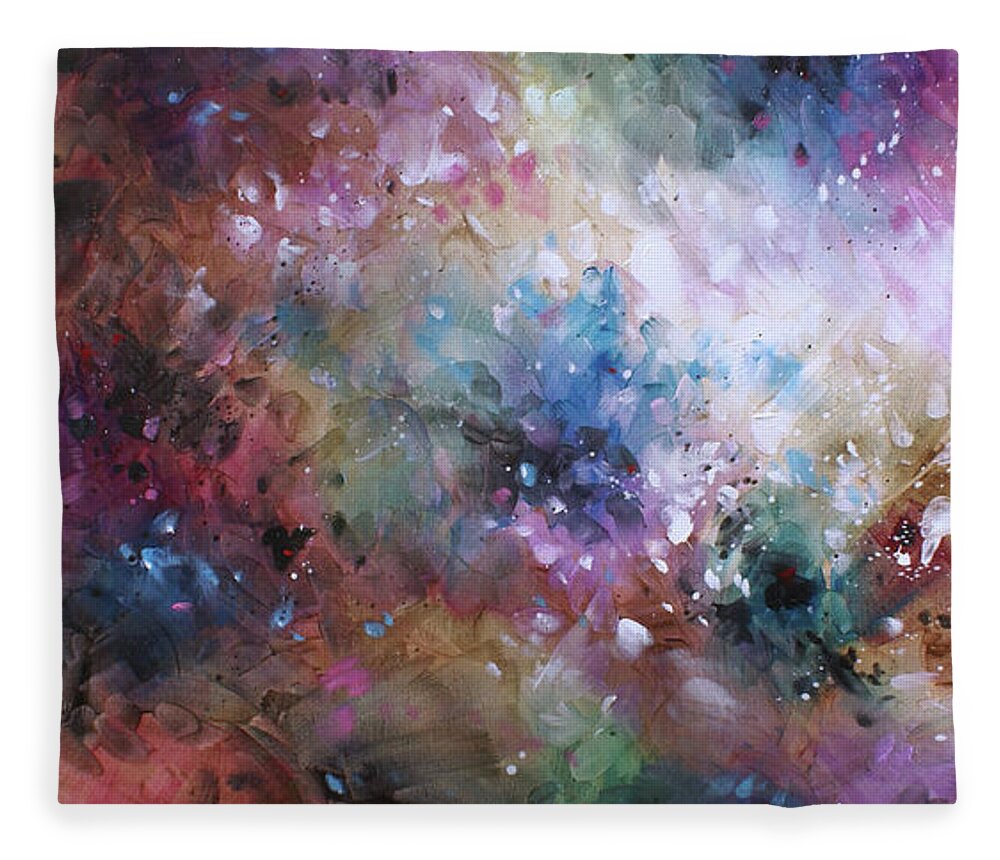 Abstract Fleece Blanket featuring the painting 'The Veil' by Michael Lang