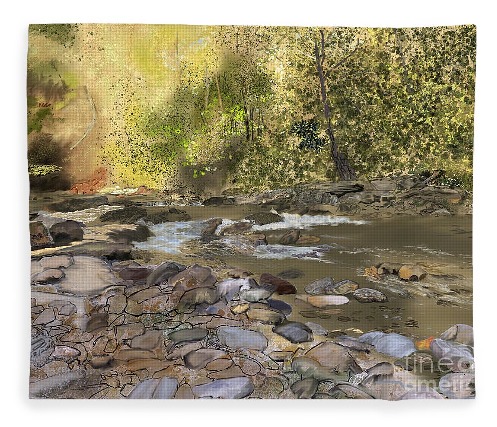 The Old Swimming Hole Fleece Blanket featuring the digital art The old swimming hole by Joel Deutsch
