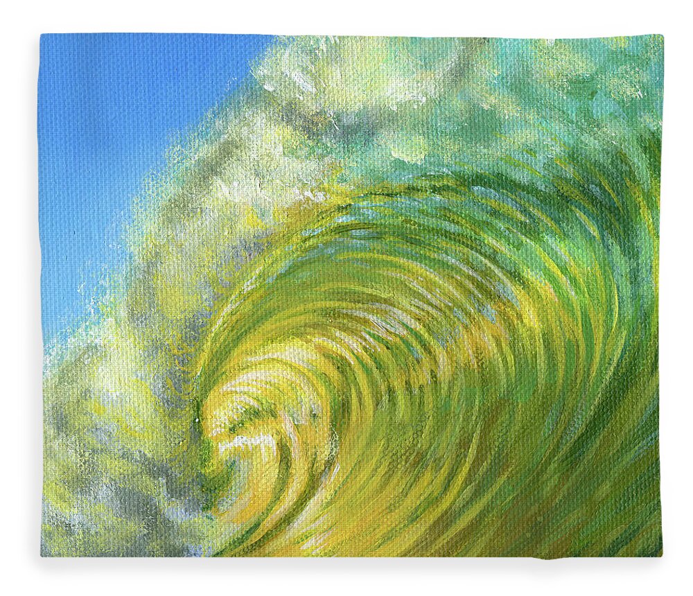 Wave Fleece Blanket featuring the painting Third Coast Dreaming by Adam Johnson