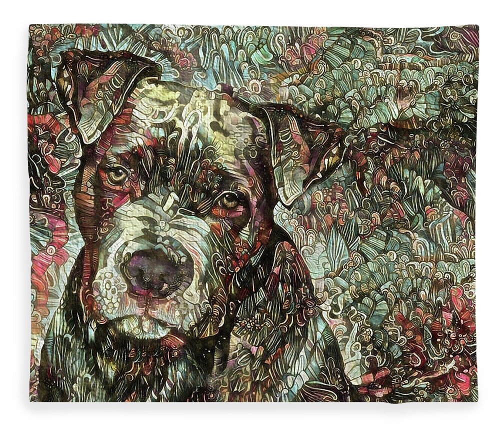 Pit Bull Fleece Blanket featuring the digital art Thor the Mighty Pit Bull by Peggy Collins