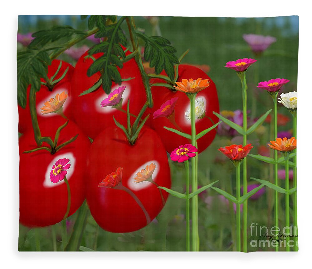 Tomatoes Fleece Blanket featuring the digital art Three Times The Beauty by Gary F Richards