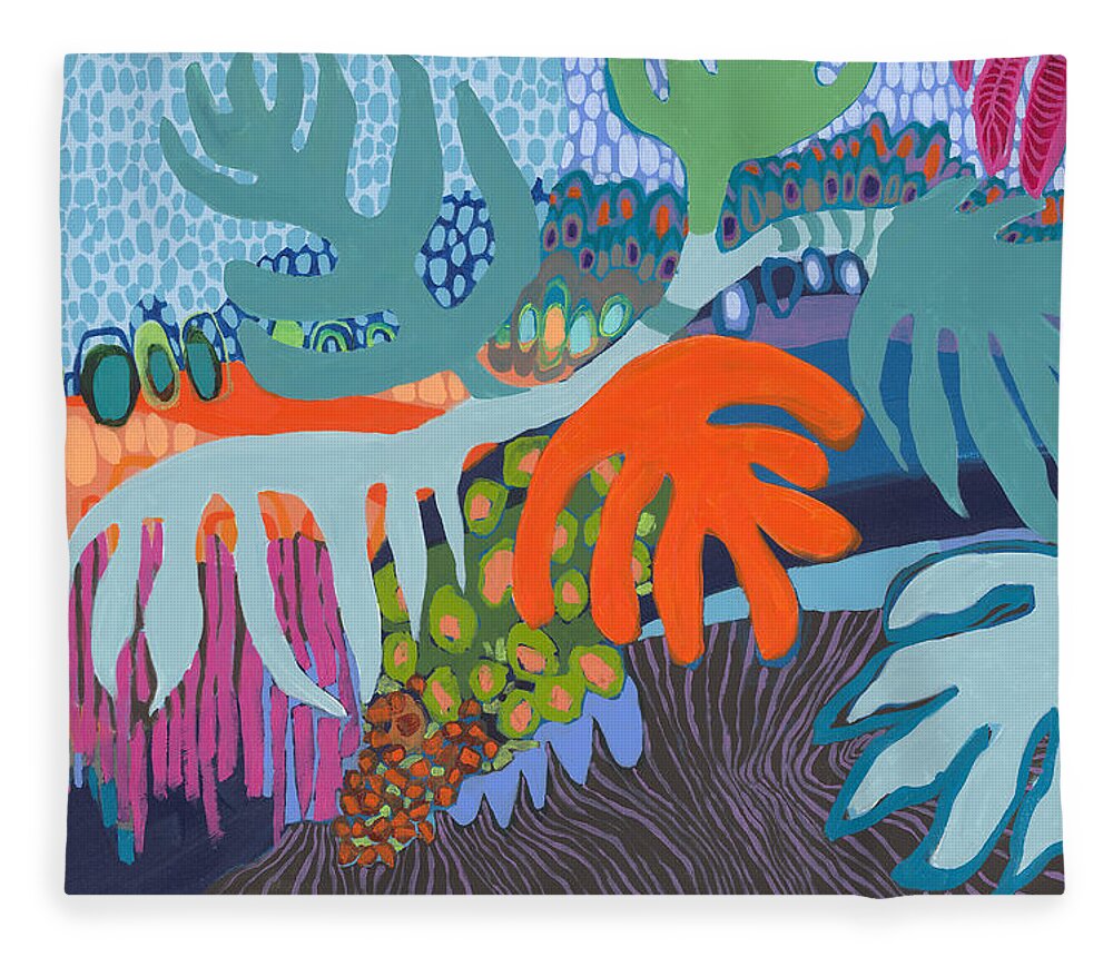 Abstract Fleece Blanket featuring the painting Through the Jungle With Henri by Claire Desjardins