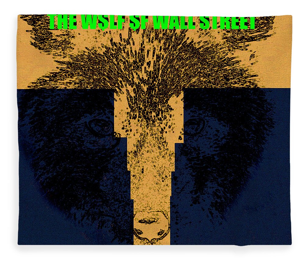The Wolf Of Wall Street Fleece Blanket featuring the mixed media The wolf of Wall Street minimalsm art book cover by David Lee Thompson