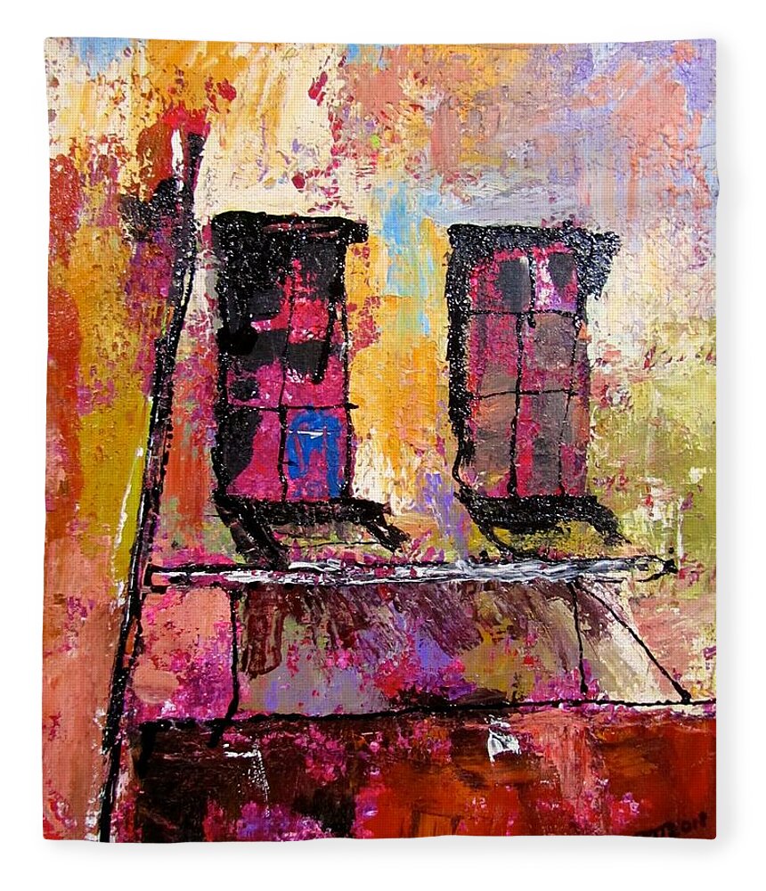 Old Building Fleece Blanket featuring the painting Time 1 by Barbara O'Toole