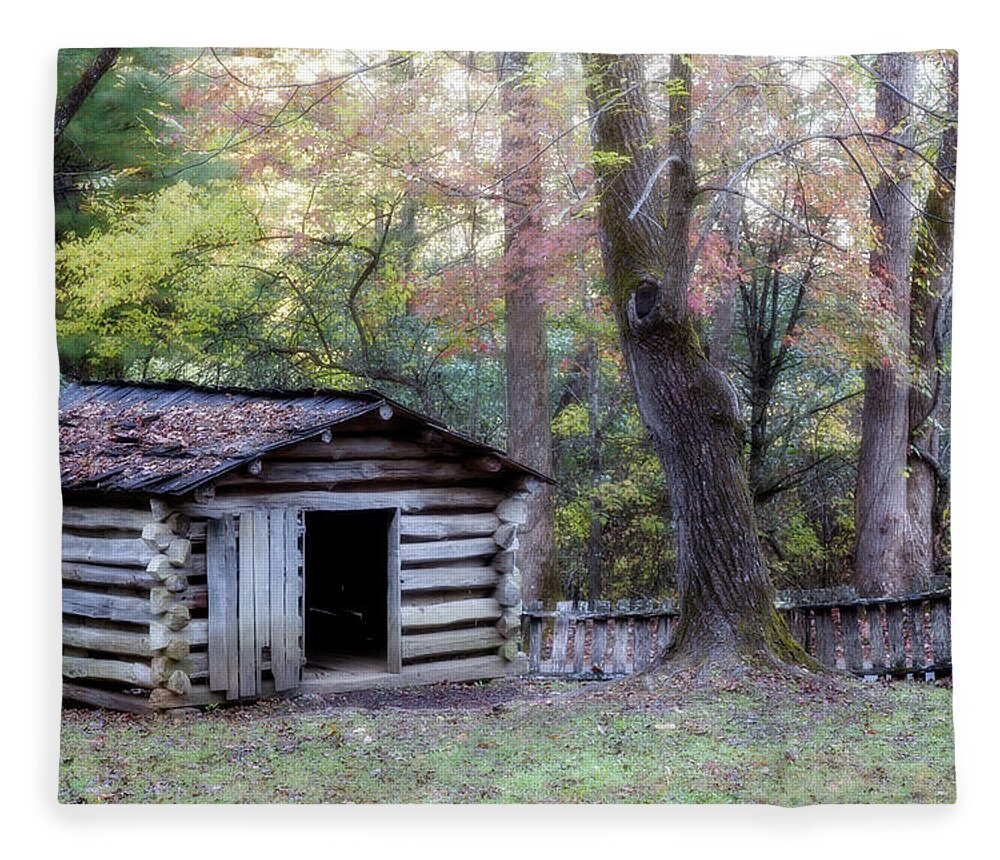 Appalachia Fleece Blanket featuring the photograph Tipton Smokehouse by Lana Trussell
