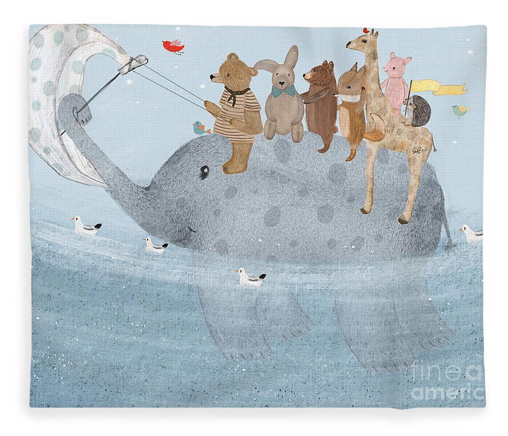 Childrens Fleece Blanket featuring the painting To The Ocean by Bri Buckley
