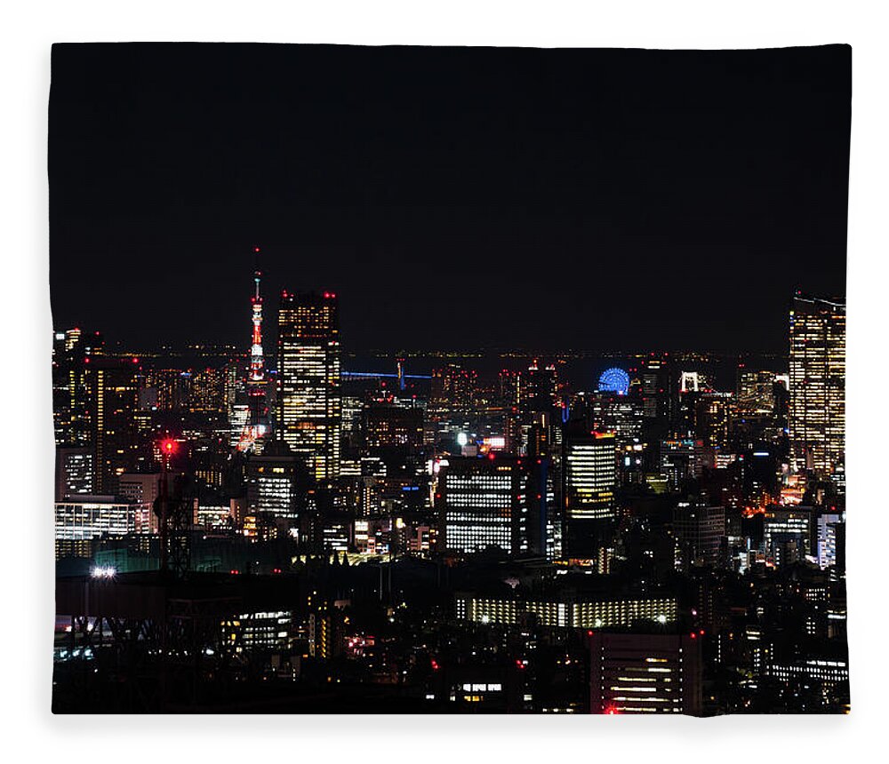 Tokyo Night Skyline Fleece Blanket For Sale By Glidei7