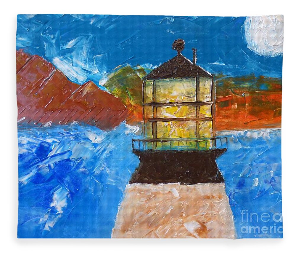 Lighthouse Fleece Blanket featuring the painting Tonight's Adventure by Bill King