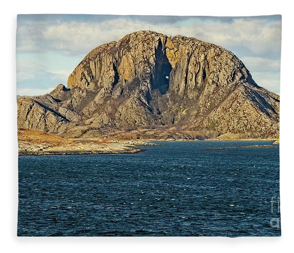 Torghatten Fleece Blanket featuring the photograph Torghatten Mountain Norway by Martyn Arnold
