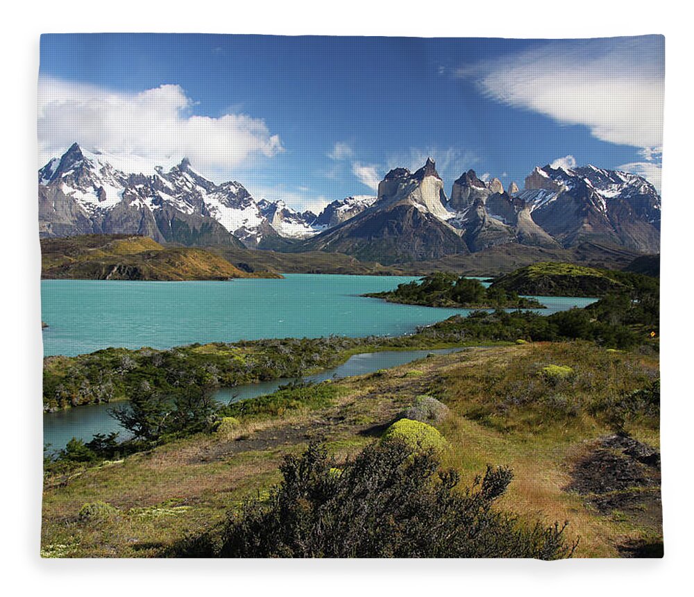 Tranquility Fleece Blanket featuring the photograph Torres Del Paine by Gunter Hartnagel