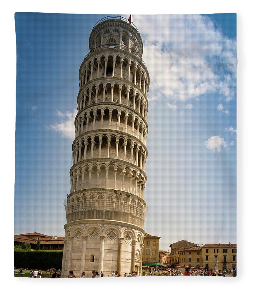 People Fleece Blanket featuring the photograph Tourists At Leaning Tower Of Pisa by Cultura Rm Exclusive/walter Zerla